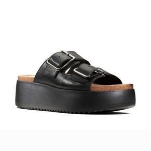 Clarks Chunky Platform Leather Botanic Slide